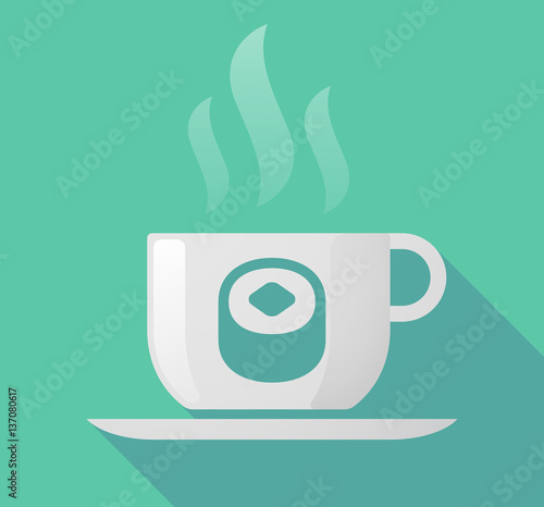 Long shadow mug with a piece of sushi
