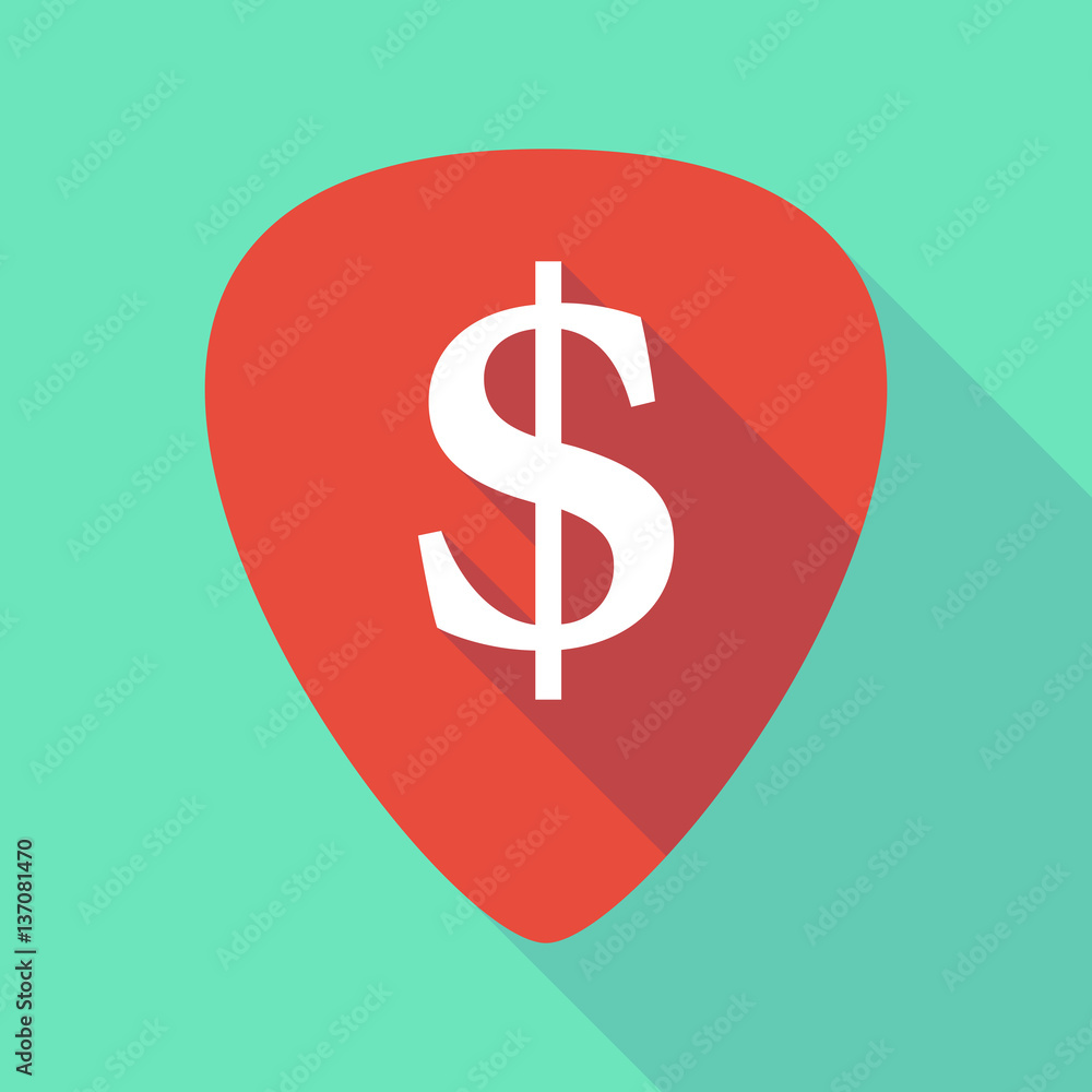 Long shadow guitar pick with a dollar sign Long shadow guitar pick with a dollar sign