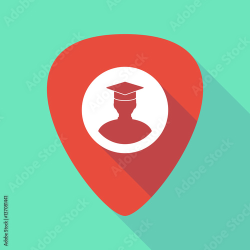 Long shadow guitar pick with a student