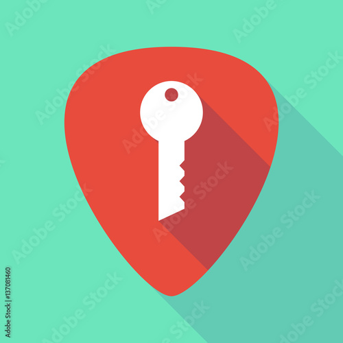 Long shadow guitar pick with a key