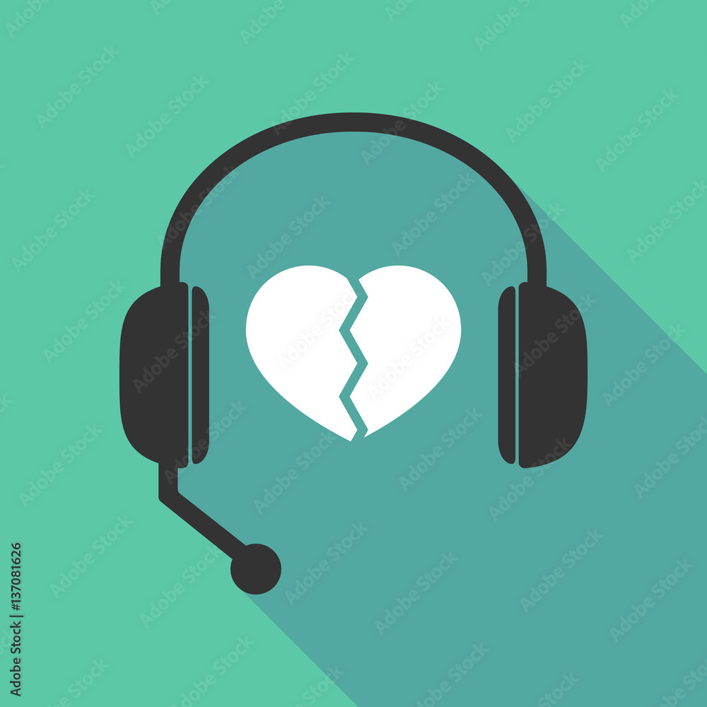 Long shadow headphones with a broken heart Long shadow headphones with a broken heart