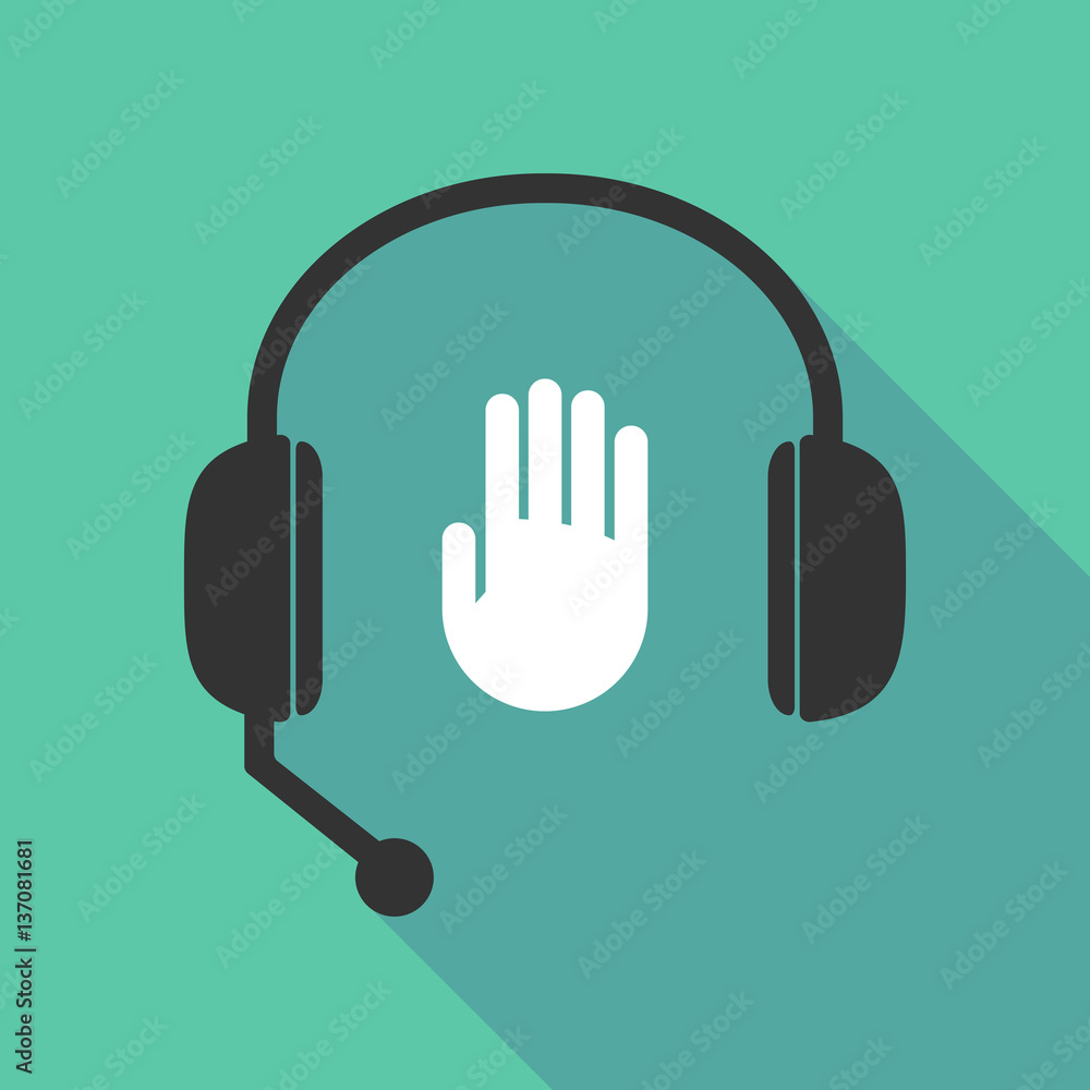 Long shadow headphones with a hand Long shadow headphones with a hand