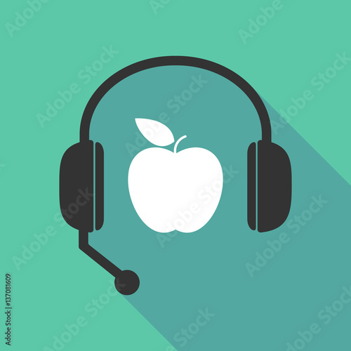 Long shadow headphones with an apple