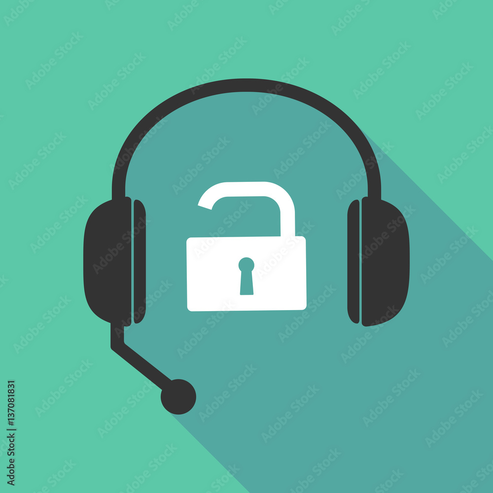 Long shadow headphones with an open lock pad Long shadow headphones with an open lock pad