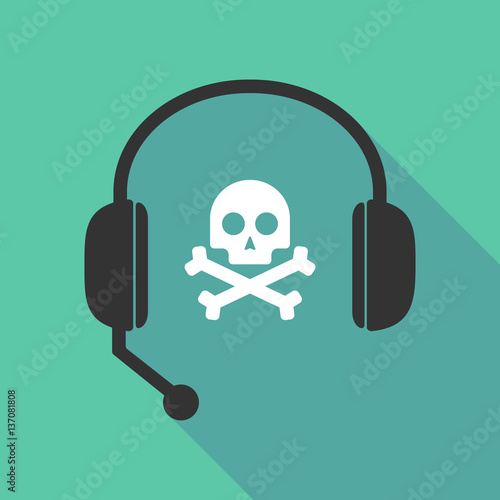 Long shadow headphones with a skull