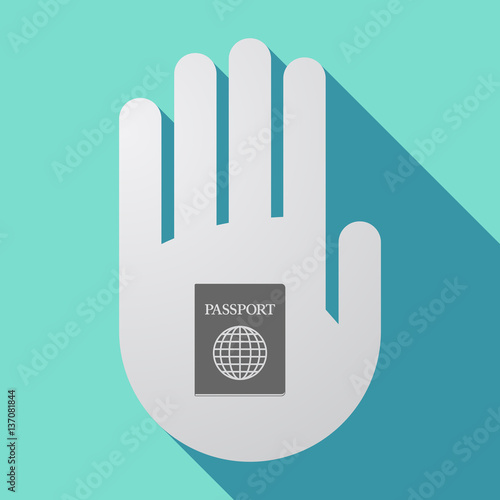 Long shadow hand with  a passport