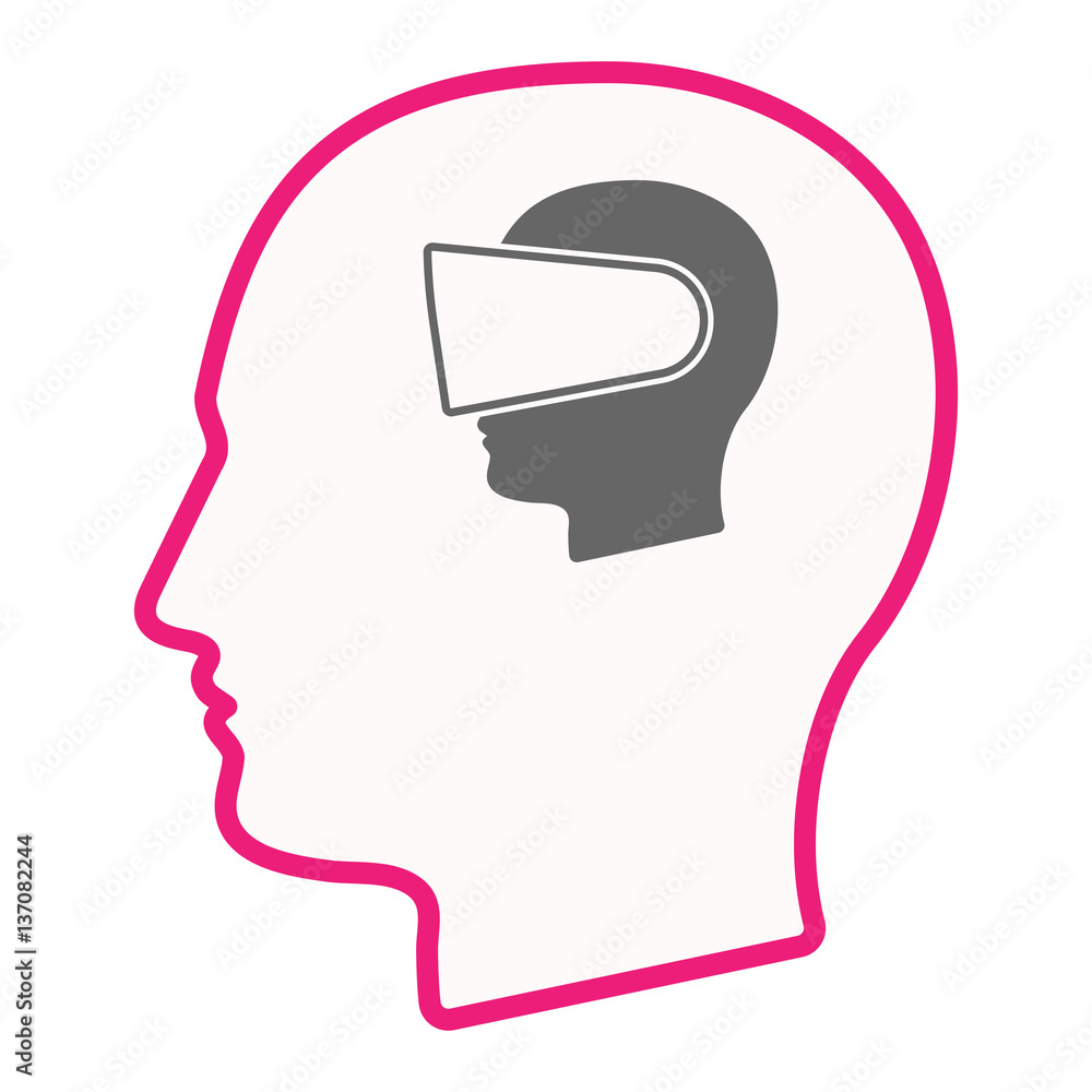Isolated male head with a male head wearing a virtual reality h Isolated male head with a male head wearing a virtual reality h