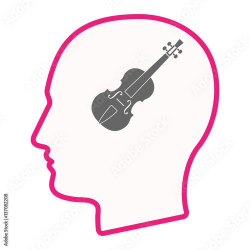 Isolated male head with  a violin