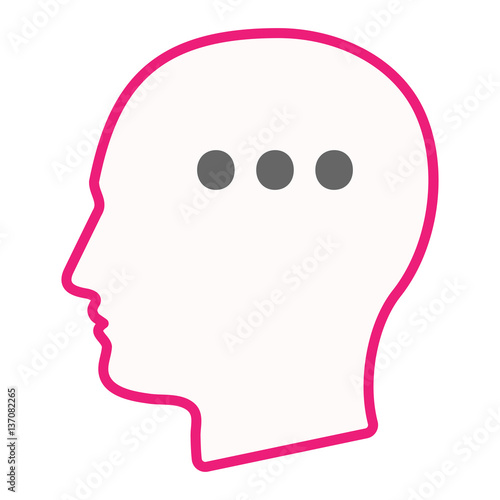 Isolated male head with  an ellipsis orthographic sign