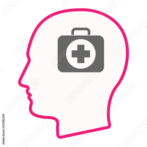 Isolated male head with  a first aid kit icon