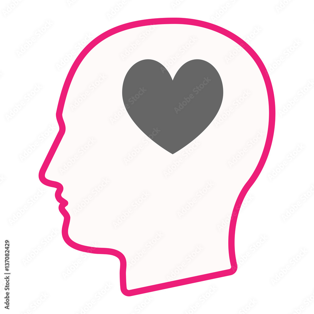 Isolated male head with the heart poker playing card sign Isolated male head with the heart poker playing card sign