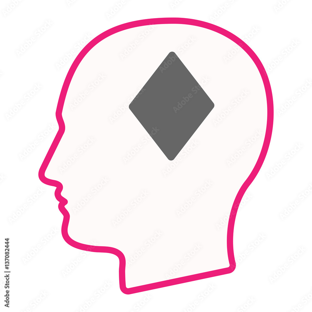 Isolated male head with the diamond poker playing card sign Isolated male head with the diamond poker playing card sign