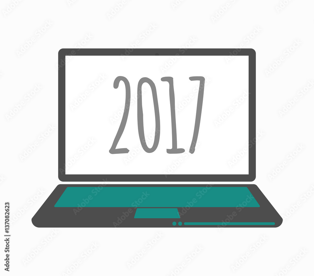 Isolated laptop with a 2017 year number icon Isolated laptop with a 2017 year number icon