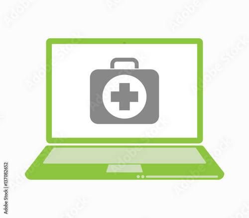 Isolated laptop with  a first aid kit icon