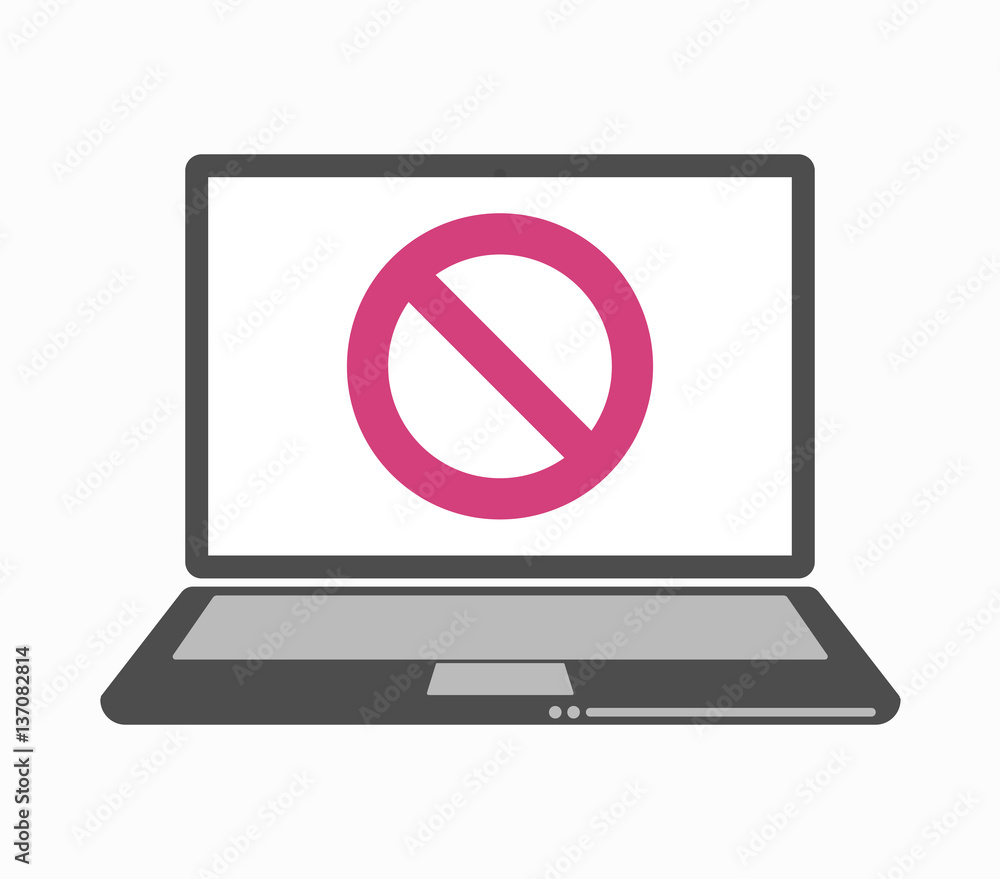Isolated laptop with a forbidden sign Isolated laptop with a forbidden sign