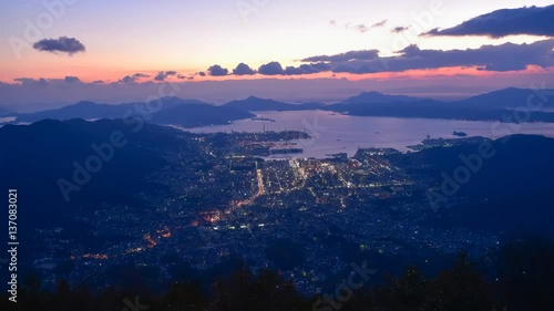 広島　呉の夜景　灰ヶ峰からの眺め