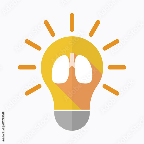 Isolated light bulb with  a healthy human lung icon