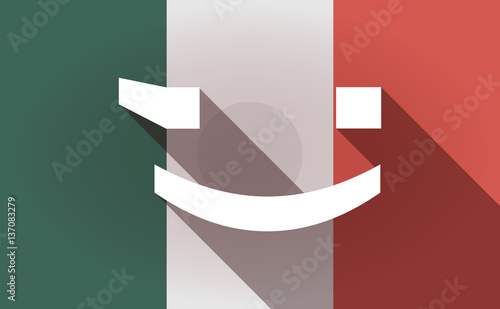 Long shadow Mexico flag with  a wink text face emoticon