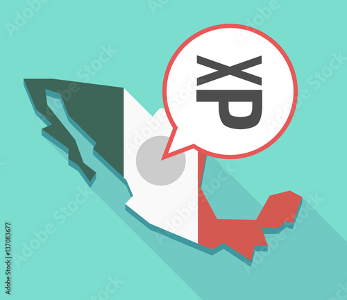 Long shadow Mexico map with  a Tongue sticking text face emotico