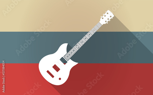 Long shadow Russia map with  an electric guitar