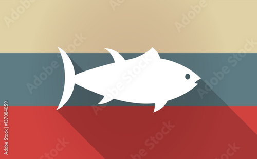 Long shadow Russia map with  a tuna fish