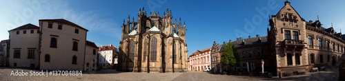 panoramic view of beautiful cathedral and buildings in Prague