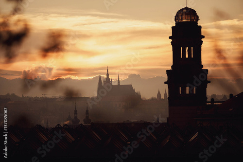 charming and fascinating view of the old city in fog