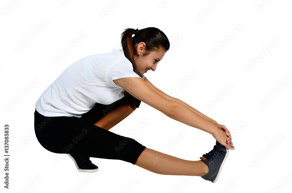isolated young woman doing exercise