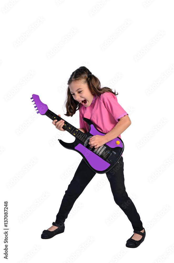 child girl playing quitar