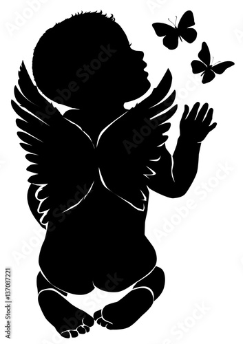 Angel baby with butterflies