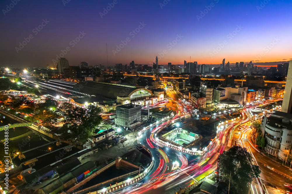 BANGKOK /THAILAND-February 4.Rama IV Junction near Hualumpong railway station in Bangkok Thailand on February 4,2017.