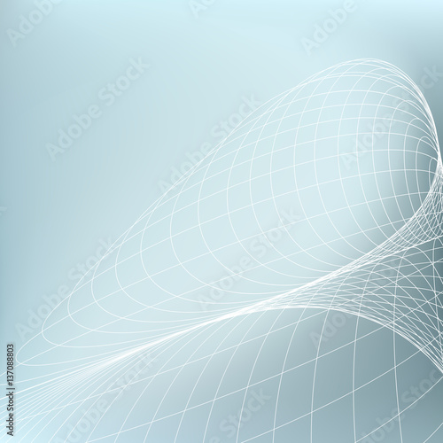 Abstract geometric background. Curves diverging fine lines in perspective