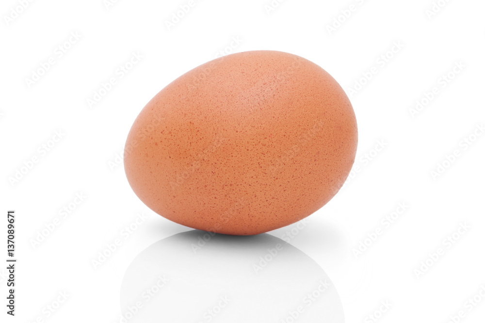 One brown chicken egg for cooking. Profile shot. Isolated on white background with shadow reflection. Single brown chicken egg for baking, on white background. One egg to kitchen. Whole one egg One brown chicken egg for cooking. Profile shot. Isolated on white background with shadow reflection. Single brown chicken egg for baking, on white background. One egg to kitchen. Whole one egg