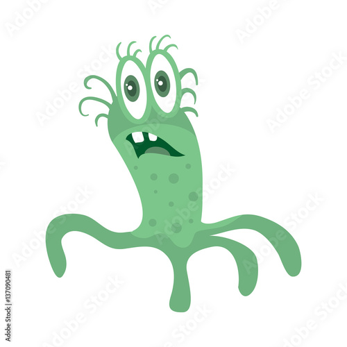 Green Bacteria Cartoon Vector Character Icon 