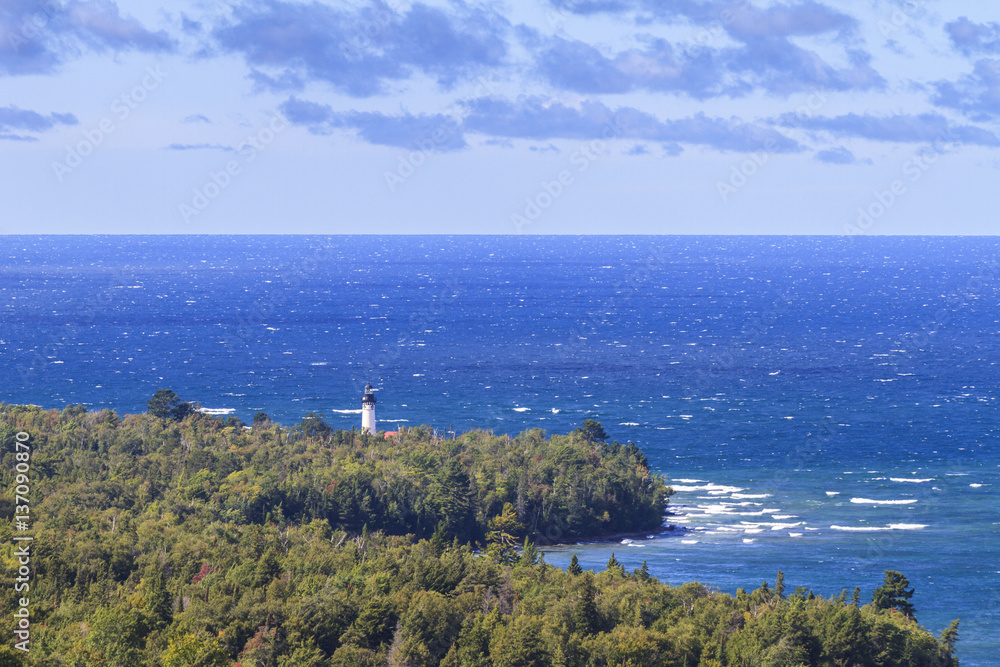 Au Sable Light Station on Lake Superior in Pictured Rocks National Lakeshore, Michigan, USA Au Sable Light Station on Lake Superior in Pictured Rocks National Lakeshore, Michigan, USA