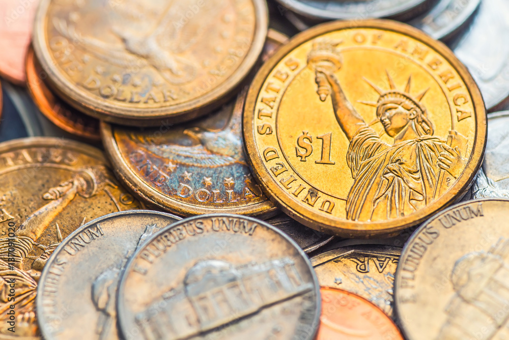 Still Life with cash dollars and cents US. Still Life with cash dollars and cents US.