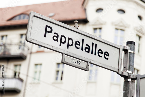 Berlin Pappelallee Street Sign photo