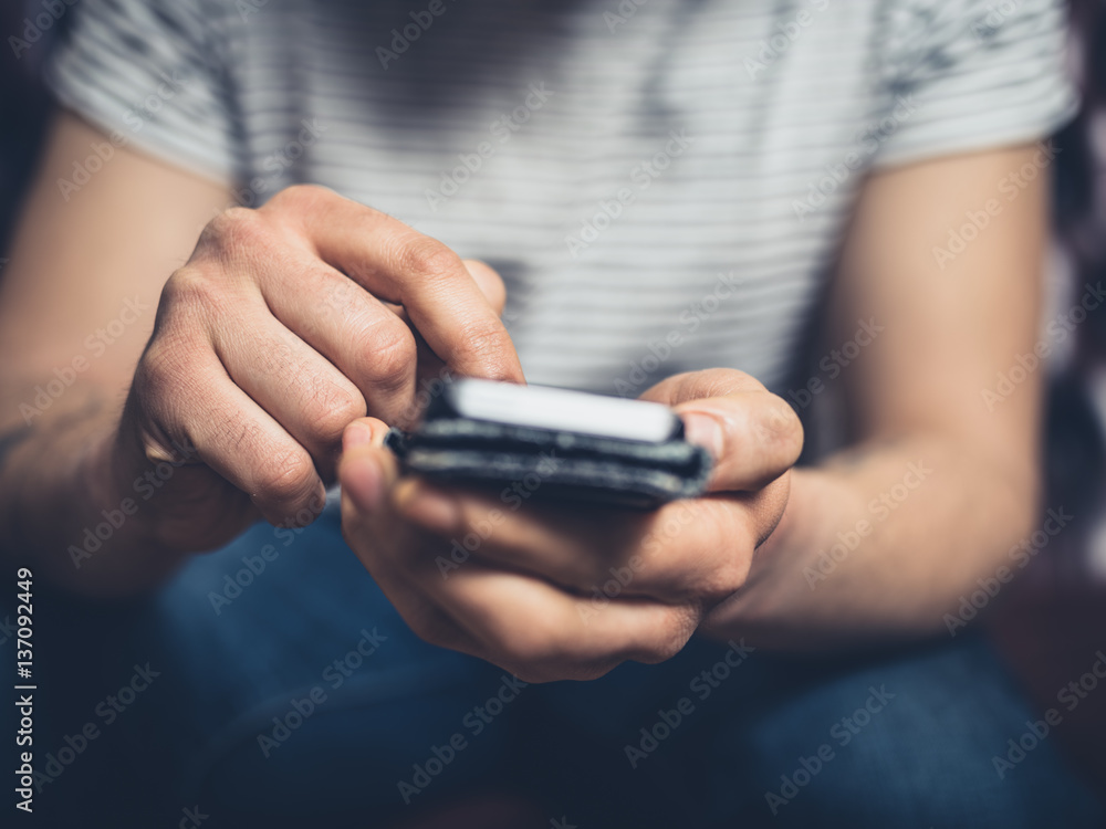 Close up on man using smartphone Close up on man using smartphone