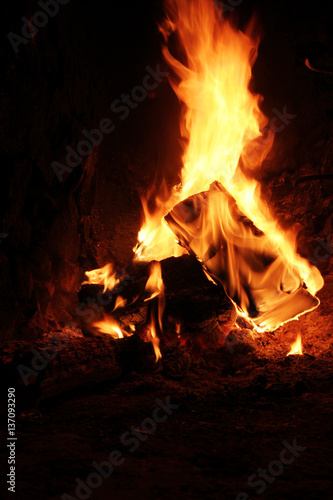 Fireplace wood fire 