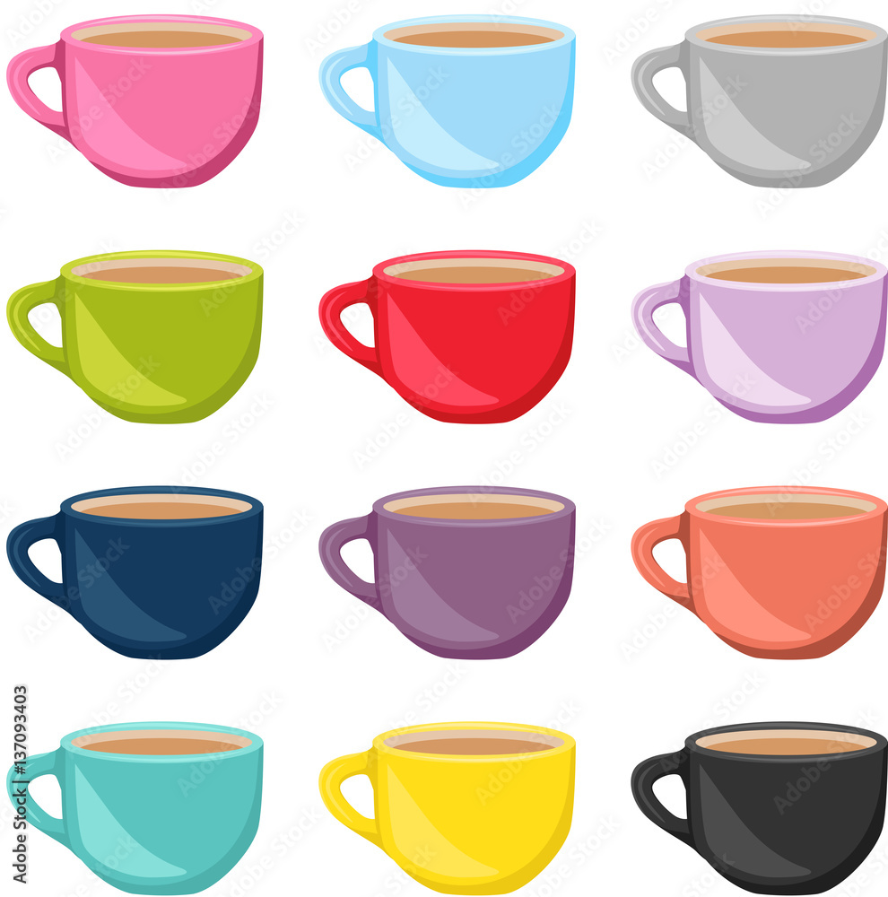 Set of colorful tea cups Set of colorful tea cups