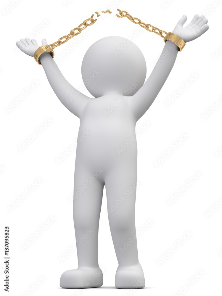 weisses Männchen von goldenen Ketten befreien weisses Männchen von goldenen Ketten befreien