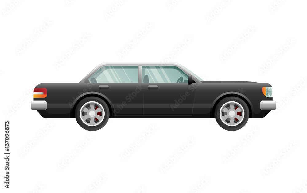 Transport. Picture of Isolated Classical Black Car