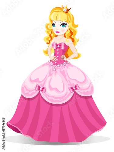 Princess in pink dress.