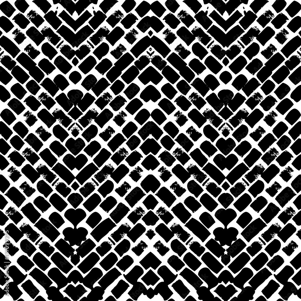 Black and white hand painted zig zag pattern Stock Vector Adobe Stock