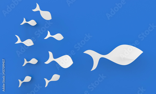 Photography Leader of the fish and the fish business concepts and marketing goals  /  leader
