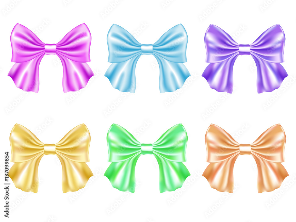 Set of multicolored satin bows.