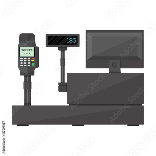 Cash register with display, payment terminal.
