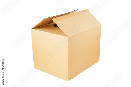 Closed cardboard box on white background © unclepodger