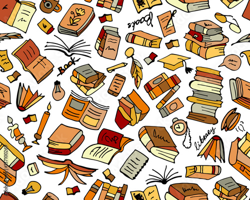 Books collection, seamless pattern for your design