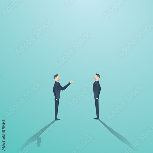 Business negotiation vector concept with two businessmen having conversation or argument.